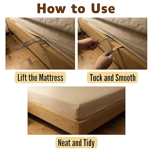 Mattress Lifter & Bed Maker Tool Set for Changing Sheets, Mattress Wedge Elevator to Lift and Hold, Bed Sheet Tucker Tool for Tucking Sheets & Bed Skirts, Built-in Dust Brush Included - Gray - color: Gray