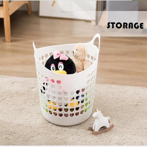 Portable Laundry Hamper with Handles - Foldable Rectangle Clothes Basket for Bedroom, Bathroom, Dorm, or Storage - Durable Plastic Laundry Organizer (Red, Medium) - color: Red, size: Medium