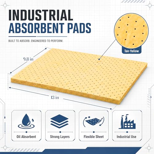 Hoolerry 30 Pcs Oil Absorbent Pad for Spill, 9.8 x 13 Inch, Yellow - color: Yellow, size: 9.8 x 13 Inch