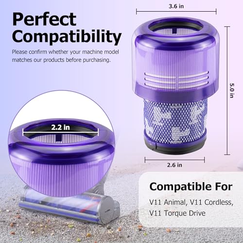 Filter Replacements for V11 Animal, V11 Cordless Vacuum,4 Pack - style: 4 Pack