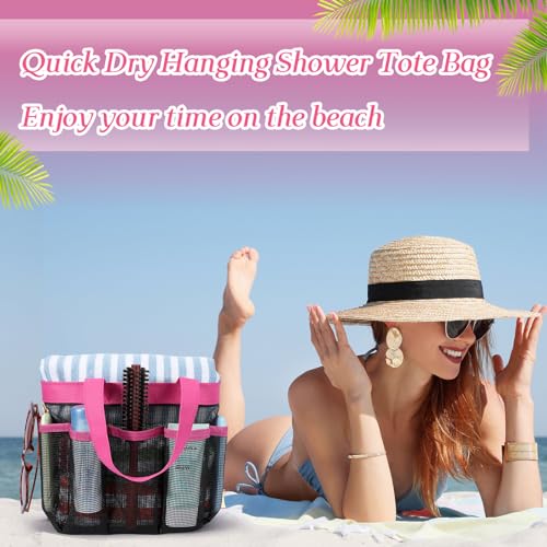 Hillban 4 Pcs Portable Mesh Shower Caddy, White, Pink, Green, Rose Red - color: White, Pink, Green, Rose Red
