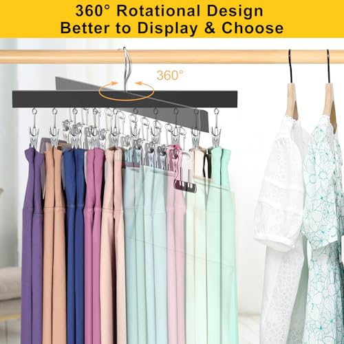 Legging Organizer for Closet, Pants Hangers with Clips - color: Black, size: 2 Pack