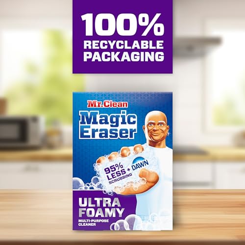 Mr. Clean Magic Eraser Foaming Sponge, All Purpose Cleaner, Dawn Cleaning Power, Wall Cleaner, Sneaker Cleaner, Oven Cleaner, Kitchen, Bathroom, Shower Cleaning Supplies, Scrubber, Ultra Foamy, 5ct - size: 5 Count (Pack of 1), style: Original Version