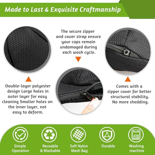 Eiito Hat Washer Cage, 2 Pack Black Ball Cap Washer for Adult & Kids - color: With Mesh Black 2 Pack