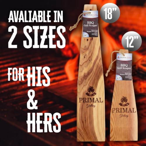Cedar Grill Scraper Gift Set β 12" & 18" | Gift for Men & Dad | Bristle-Free BBQ Grill Cleaner Dual Pack | Safe for Gas, Charcoal & Flat-Top Grills | Wire Brush Alternative