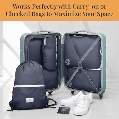 TRIPPED Travel Gear Extra Large Compression Packing Cubes 6-Piece Set - color: Navy Blue