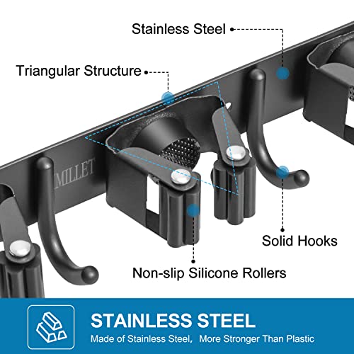 IMILLET Broom Holder Wall Mount,Heavy Duty Garage Organization Broom Hanger - color: 5 Racks with 4 Hooks, size: 1 Pack