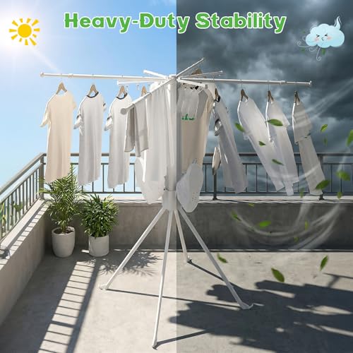 cjc Tripod Clothes Drying Rack Foldable, Collapsible Laundry Rack Indoor - color: White-8 Rods