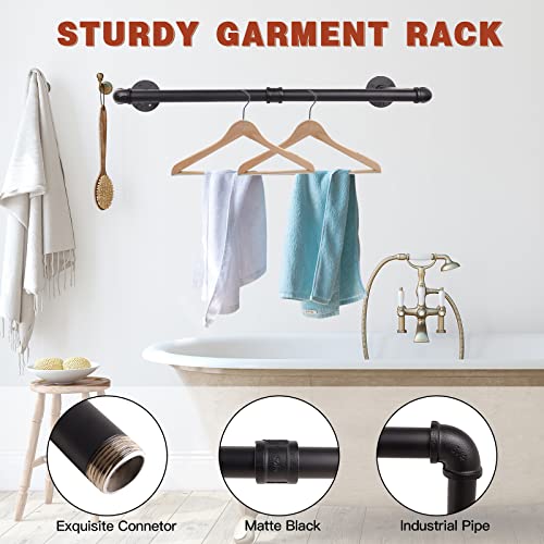 Clothing Rack - 36" Industrial Pipe Clothing Garment Rack - size: Black 36" x1 pcs(2Base)
