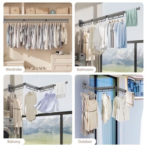 Wall Mounted Clothes Drying Racks for Small Spaces,Foldable,that Fits Suitable for Bathroom,Small Balcony,Apartment,RV,Easy to Install and Disassemble Durable (2 Sections-White) - size: 1Fold-White
