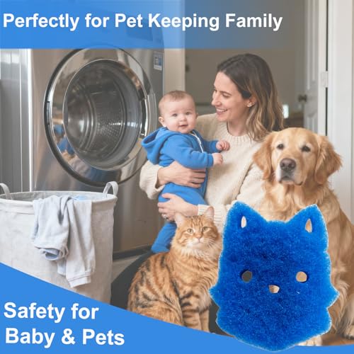 Pet Hair Remover for Laundry, 6PCS Reusable Dog & Cat Hair Remover Tool - color: Blue, size: cat face