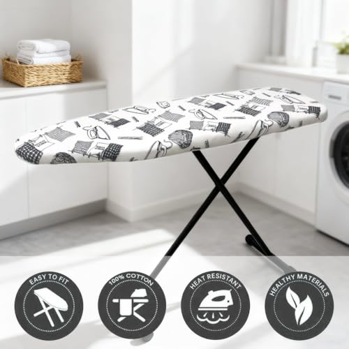 Ironing Board Cover and Pad,12x36In Sewn-in Thick Feltpads - color: 12x36in-white Iron Pattern