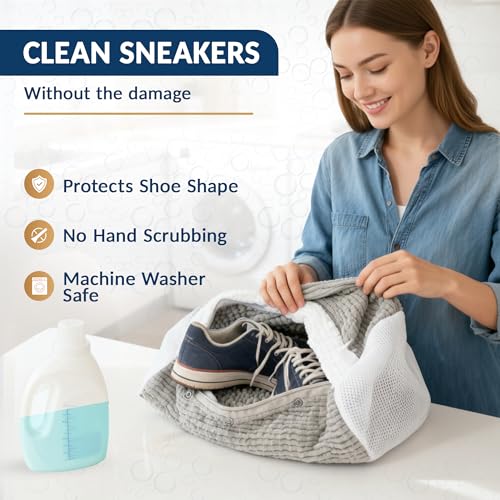 Pro Tennis Shoe Washing Machine Bag for Sneakers with Magnetic Zipper Protection │ Reusable Laundry Shoe Cleaning Bag - Deep Cleans Without Damage │ Washer & Dryer Safe │ Complete Pro Box - color: PRO-GREY