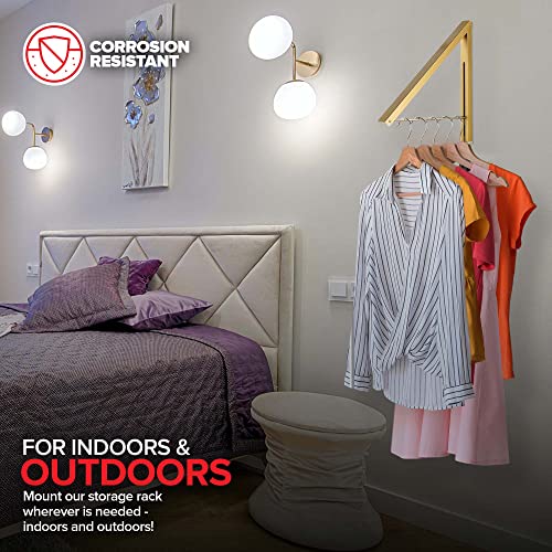 Single Foldable Clothing Rack, Wall-Mounted Retractable Clothes Hanger for Laundry Dryer Room, Hanging Drying Rod, Small Collapsible Folding Garment Racks, Dorm Accessories (Gold) - color: Gold