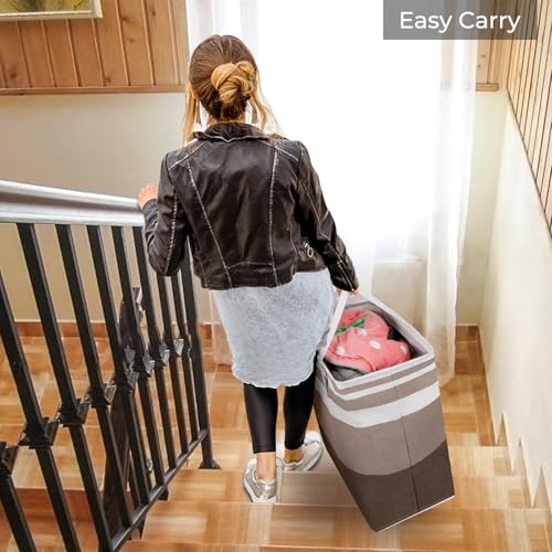 HomeHacks 2 Pack Large Laundry Baskets, Laundry Hampers Bags (Khaki 88Lx2) - color: Brown, size: 88L