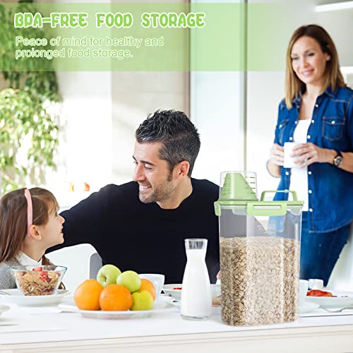 TBMax Rice Container Cereal Storage Container 2 Pack 5 Lbs, Plastic Kitchen Pantry Food Storage Container with Cup, Small Pet Dog Cat Food Dispenser -Green - color: Green 3+3Qt