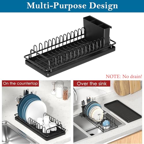 XYZLVSI Compact Small Dish Drying Rack, RV Dish Rack for Kitchen Counter