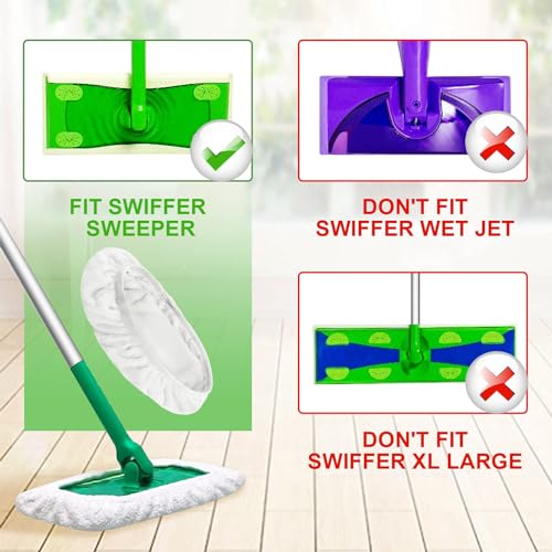 KEEPOW Reusable Mop Pads Compatible with Swiffer Sweeper Mop, 8 Pack White - color: 8 Pack White