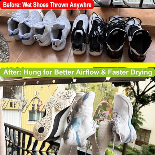 Shoe Drying Hanger for Washing Machine Shoes – Stainless Steel 3-Pack, Space-Saving Sneaker Dryer for Fast Air Drying, Laundry Room & Closet Shoe Organizer (Pastel Pink_with Clip for Shoes Inserts) - color: Pastel Pink_with Clip for Shoes Inserts