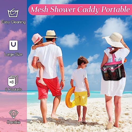 Hillban 4 Pcs Portable Mesh Shower Caddy, Rose Red - color: Rose Red