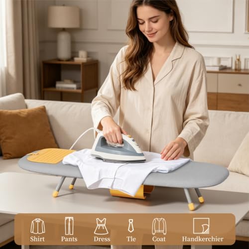 Tabletop Ironing Board with Iron Holder and Silicone Iron Rest Pad,Small Ironing Board for Small Spaces - color: Gray