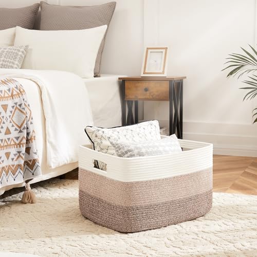 Artfeel Blanket Basket,Rectangle Woven Baskets for Storage,65L Laundry Basket for Decorative Nursery Blanket,Toys,Dirty Clothes and Magazine in Shelves,Baby Room,and Living Room - color: Brown, size: 65L