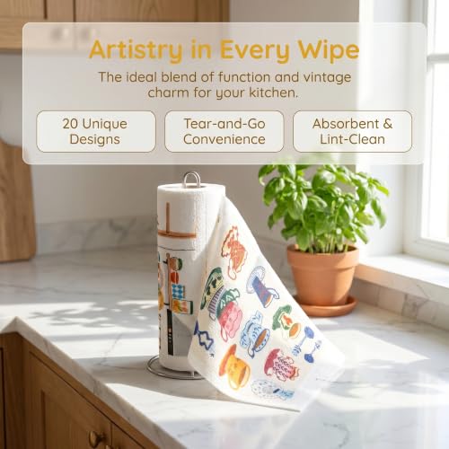 Printed Kitchen Cleaning Cloth Roll, Thick Absorbent Hand-Tear Lazy Cloth - color: Dish