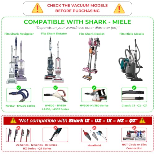For Shark Crevice Tool Attachment with Adapter Kit, Compatible with Shark Navigator NV350 NV351 NV360, Rotator NV500, Rocket HV300 HV301 – Vacuum Attachments & Accessories for Tight Spaces - style: Vacuum Shark Crevice Tool