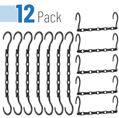Mr. Pen- Space Saving Hangers for Clothes, 12 pcs, Black | Plastic Multi Clothes Hangers Space Saving, 5 Slots, 360° Rotating Hooks - color: Black