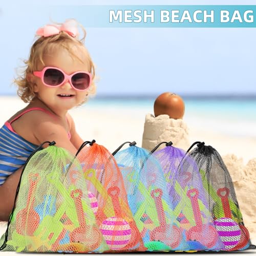 10Pcs Multicolor Mesh Drawstring Bags: Nylon Mesh Laundry Gym Travel Beach Bags with Locking Closure - color: Multicolor, size: 10pcs