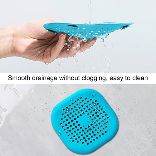 4 Pcs Shower Drain Hair Catcher Bathtub Stopper Home Drain Protectors Drain Cover with Sucker Water Trap Sink Cover for Bathroom Bathtub and Kitchen (Blue) - color: 4 Pcs Blue