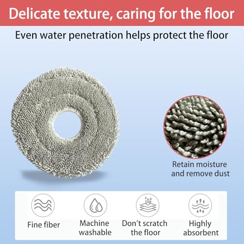 (12 Pack) Washable Microfiber Mop Pads Replacement for Dreame L40/X40 Ultra,L60 Ultra Pe,L10S/L20/X30/L30/D30 Ultra Robot Vacuum Cleaner