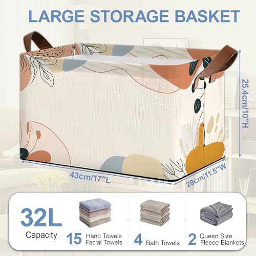 Boho Abstract Collapsible Storage Box,Geometric Organizer Bin with Handles for Room Decoration,Bins Book Basket Box 17x11.5x10Inch - color: Boho Abstract Geometric
