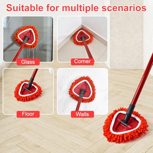 Spin Mop Replacement Head Chenille Mop Refill for Vileda O-Cedar EasyWring 1-Tank System, Washable Wet Dry Floor Cleaning Pads (Red) - color: Red