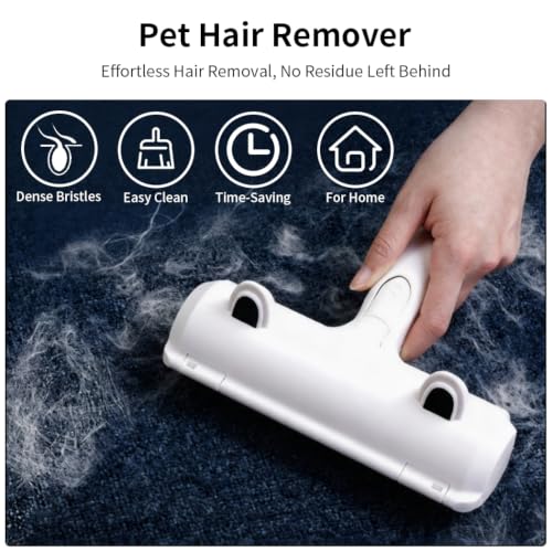 Pet Hair Remover Brush,2-in-1 Deshedding Tool & Lint Roller for Furniture,Carpet,Couch,Car Seats-Effective Dog & Cat Hair Brush for Grooming and Home Cleaning