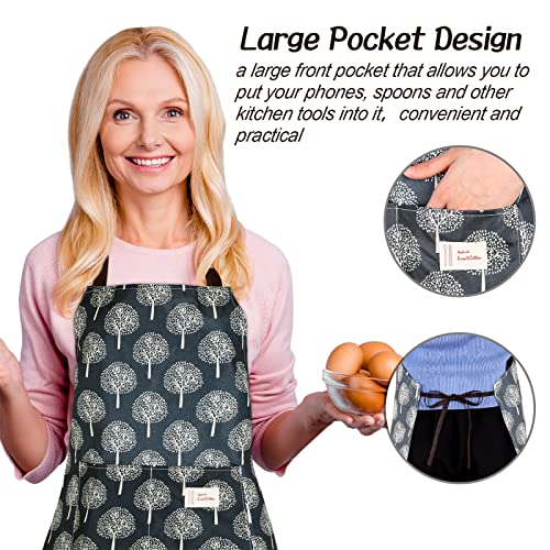 SATINIOR 3 Pcs Waterproof Kitchen Apron with 2 Pockets - color: Black, Coffee and Grey