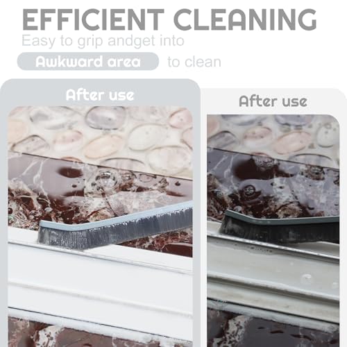 Crevice Cleaning Brush Bathroom Tile Groove Gap Cleaning Brush Premium Crevice Cleaning Tool Aluminum Support with 15ยฐ Angled Head-Grout Thin Brush,Kitchen & Bathroom Tool (5PCS) - color: 3pcs