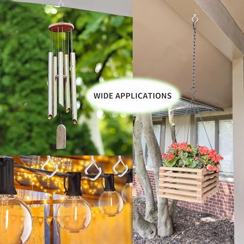 12 PCS Q-Hanger Hooks for String Lights, Ceiling Hangers for Plants & Wind Chimes, Christmas Decorations Outdoor Hooks (Square Hanger) White (No Drill Bit) - color: White, size: 12