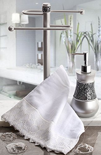 Crackled Glass Silver Free Standing Countertop Fingertip Towel Holder Stand - style: Towel Stand