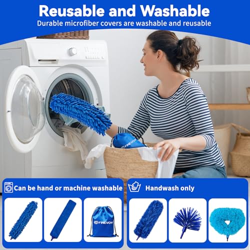 Duster with Extension Pole, 7 in 1 Cleaning Kit with Microfiber Dusters - size: 7 in 1