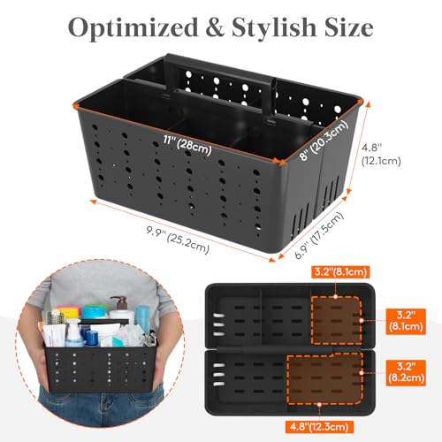Lifewit Portable Shower Caddy, Plastic Basket Organizer, 1 Pack, Black - color: Black