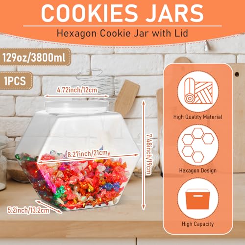 Uiifan Plastic Candy Jar with Lid Clear Hexagonal Fish Bowls,129Oz - size: 129 oz