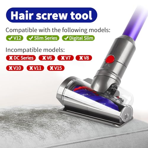 Anti-Tangle Brush for V12 Slim SV20 – Vacuum Attachment for Pet Hair, Fabric & Bedding, Mattress & Upholstery Brush Compatible Replacement Tool, Part No 972163-01 - size: V12 Detect Slim