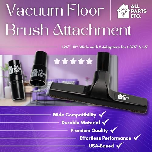 1.25" Vacuum Floor Brush Attachment – 10” Wide Soft Bristles with Two Adapters for 1.375" & 1.5" Compatibility Fits many Shop Vac, Shark, Hoover, Eureka, Dirt Devil, Miele, Oreck, and More - color: Floor Brush 10"