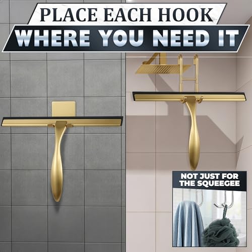 Gold Squeegee for Shower Glass, 12" Silicone Blade, Stainless Steel - color: Gold, size: 12 Inch