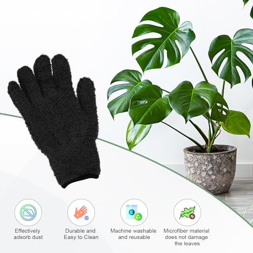 M METERXITY Dusting Gloves, Reusable Washable Mittens for Plants/House/Cars/Blinds Dusting, Leaf Cleaning Glove Mittens - color: Black, size: 7 x 10 cm