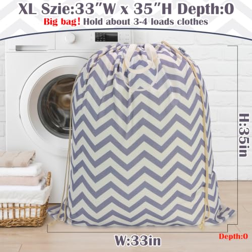 Canvas Laundry Bag 33"Wx 35"H, Thick Canvas Laundry Bag with Handles & Drawstring (Geom wave) - color: Geom wave,1pc XL, size: XL 33"W x 35"H┃1 Pack