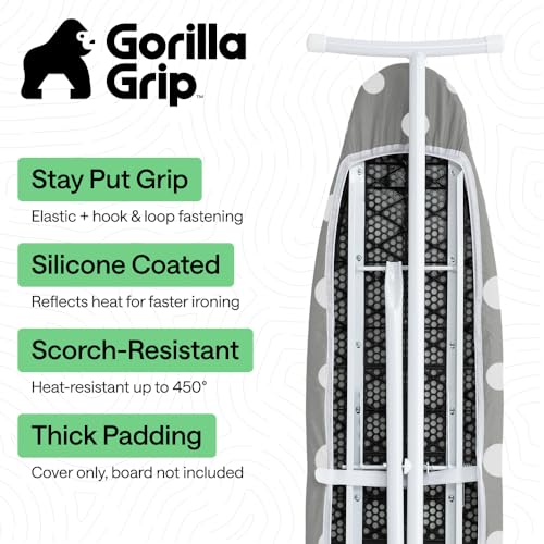 GORILLA GRIP Padded Ironing Board Cover, 15x54 Dots - color: Dots, size: 15" X 54"