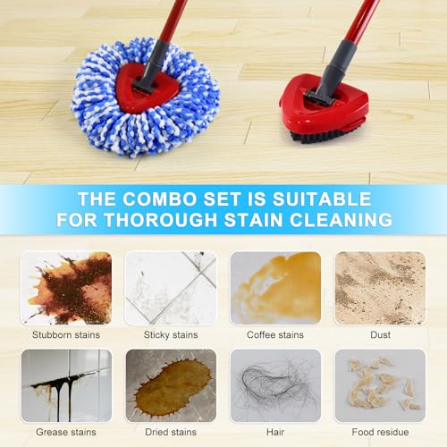 Mop Heads Replacements for Ocedar, Spin Mop Replacement for O-Cedar RinseClean 2 Tank System Mop Refills, Include 3 Pack Mop Refills, 1 Scrub Brush & 1 Mop Base - size: Mop Heads for cedar 2 Tank
