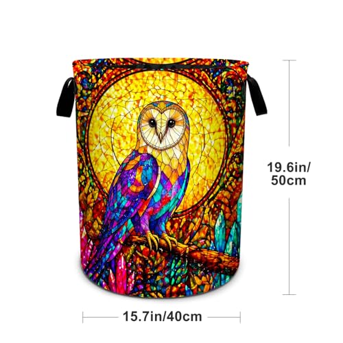 Owl Laundry Basket Foldable Laundry Hamper With Handles Clothes Storage Bucket Organizer Laundry Bag For Bedroom Bathroom Laundry Storage 19.6 x 15.7 - color: Owl